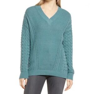 Caslon Cable Knit V-Neck Sweater NWOT